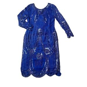 Vintage Blue Sequin Dress 80s Costume Disco Last Dragon Laura Charles